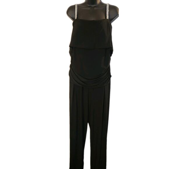 R&M Richards Womens Embellished Wide-Leg Cold-Shoulder Jumpsuit Plus Size 18 W. - Picture 10 of 14